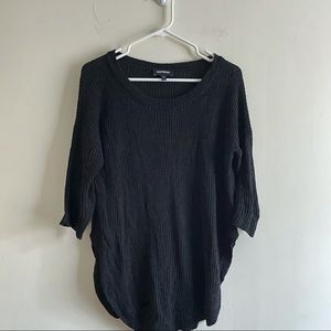 Express Women’s rib knit split hem black pullover sweater Size Small